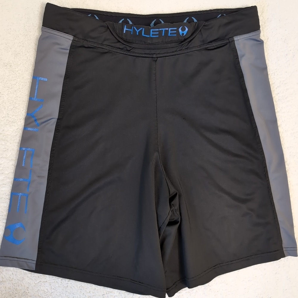 HYLETE Sz Sm Gym Shorts Workout Cross-Fit Training Black Gray 30"x9"